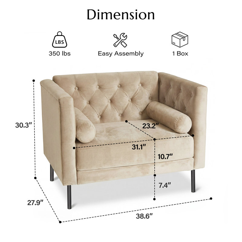Fauteuil d'appoint Chesterfield, Beige