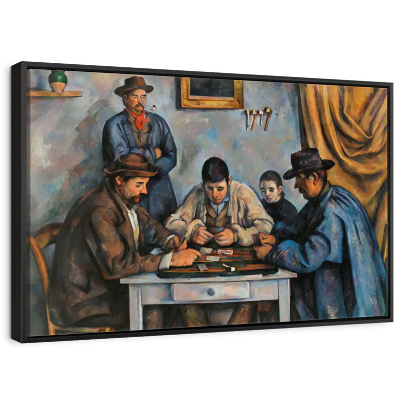 Les joueurs de cartes I 1890-1892, Cadre flottant noir, 40 po x 27 po