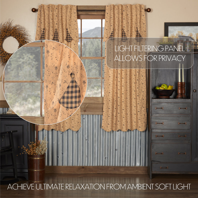 Caudell 100% Cotton Semi Sheer Curtain Pair, 36" W x 63" L