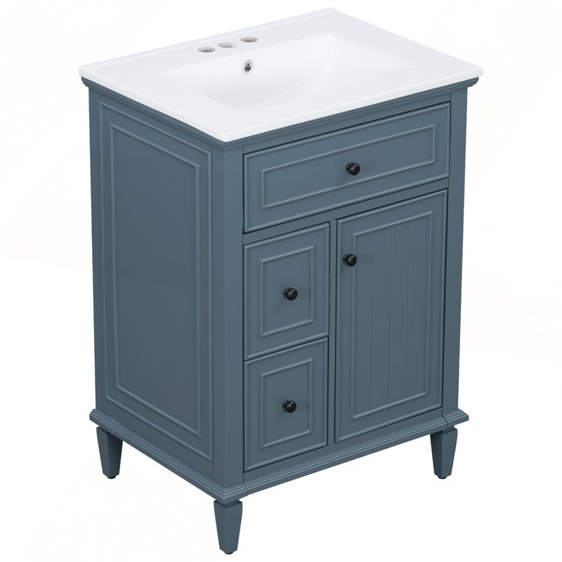 Meuble-lavabo 24 po avec lavabo, Bleu gris