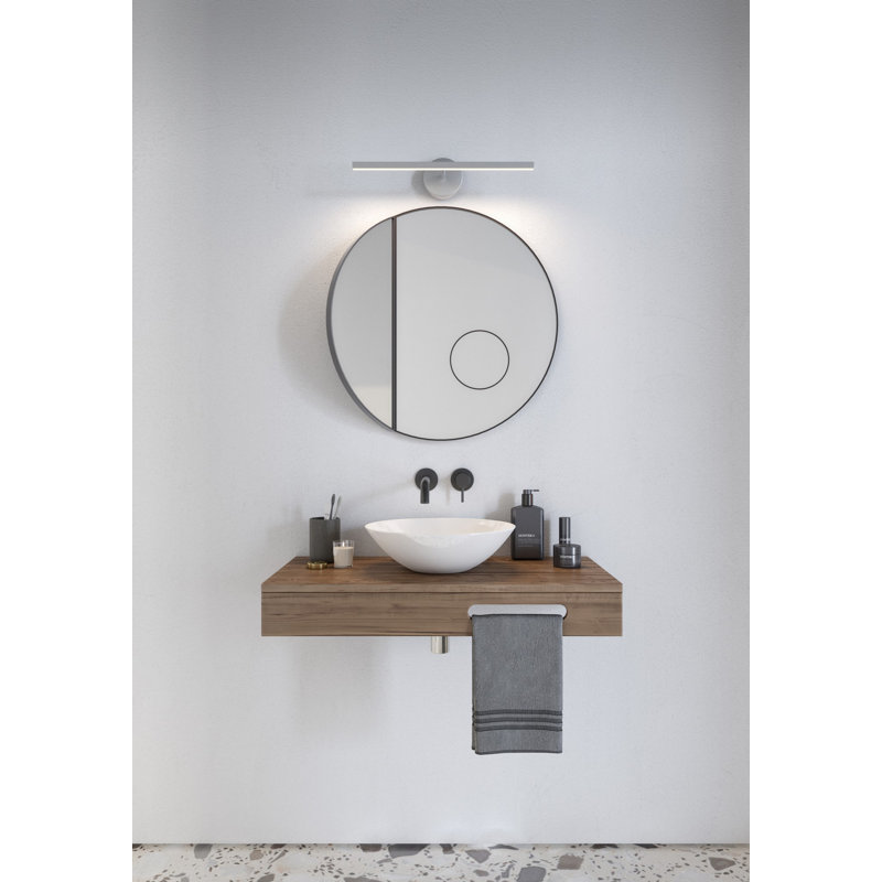 1-Light LED Brushed Steel Armed Sconce, Matte White, Matte White