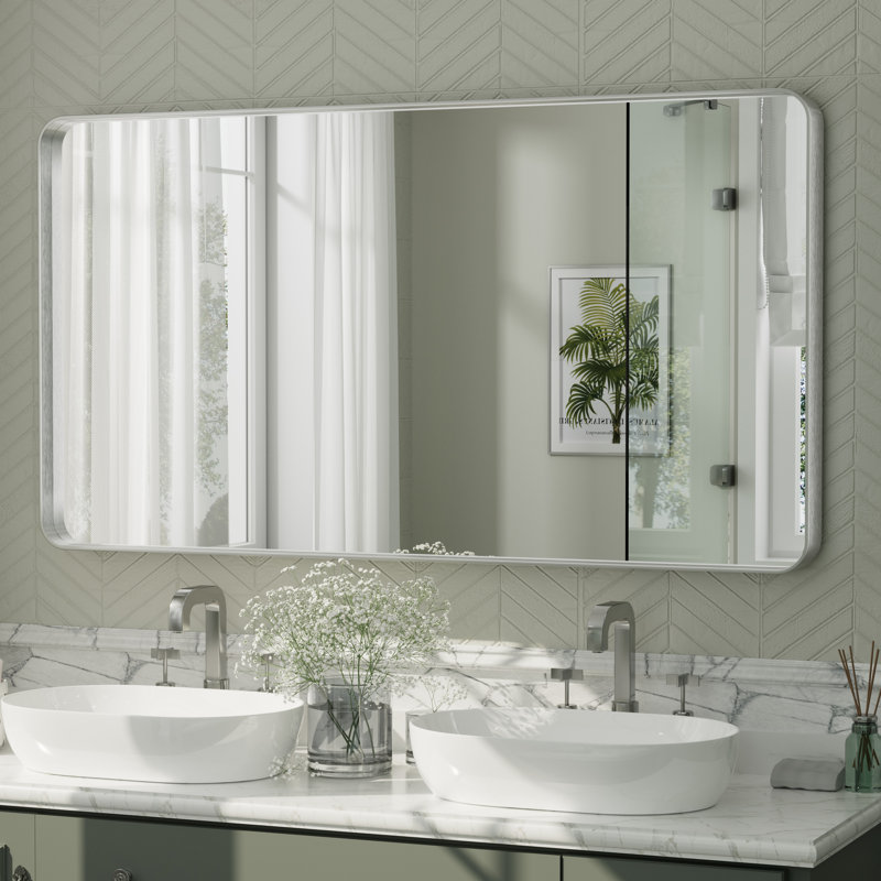 Miroir mural Aevar, 55 po x 30 po, Argent brossé