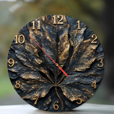 Clock Face With Golden Leaves