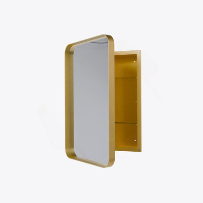 Functional Recessed Metal Framed Medicine Cabinet With Mirror And Adjustable Shelves, Ideal For Bathroom Organization And Aesthetic Enhancement