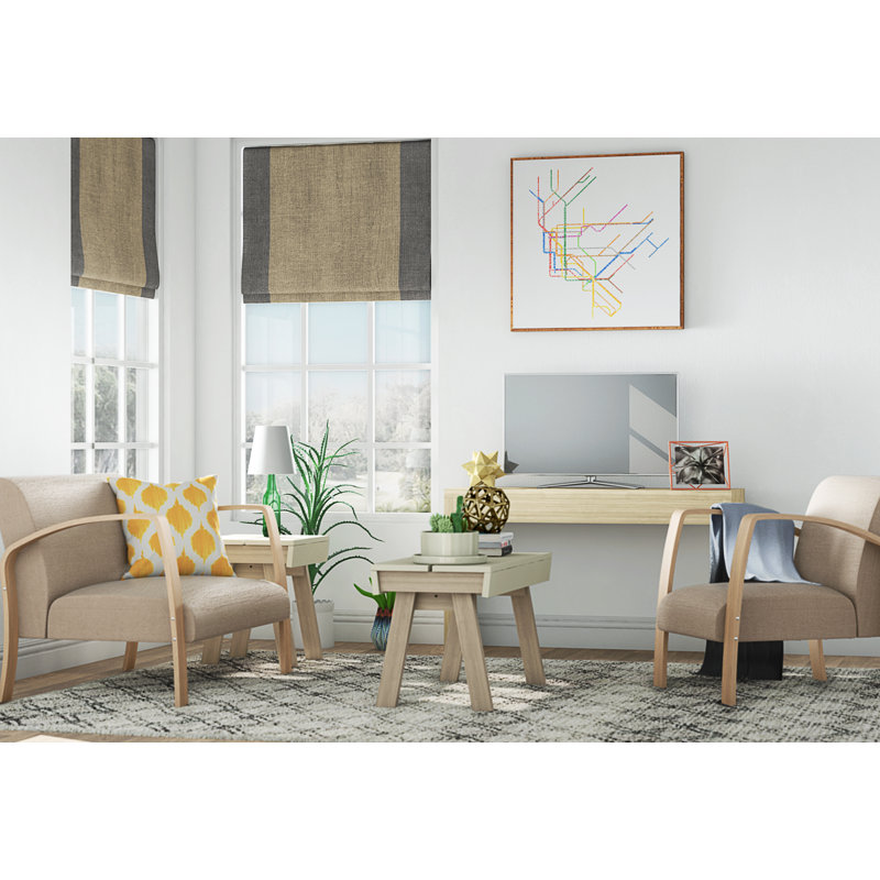 Oreiller carré estampé, 22 po x 22 po, Jaune / neutre, Pas de remplissage