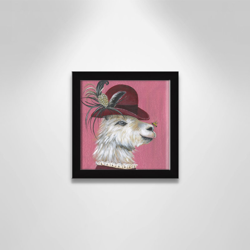 Art sur toile llama, H 9 po x l 9 po x P 1,18 po, Cadre noir