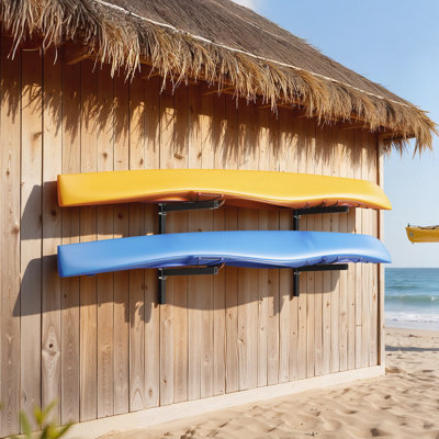 Kayak Storage Rack for 2 Kayaks, Holds 200 lbs, Heavy Duty Adjustable Wall Mount Stand for Indoor Outdoor Garage Shed Dock, Storage Holder for Canoe, Small Boat, SUP, Surfboard & Paddleboard