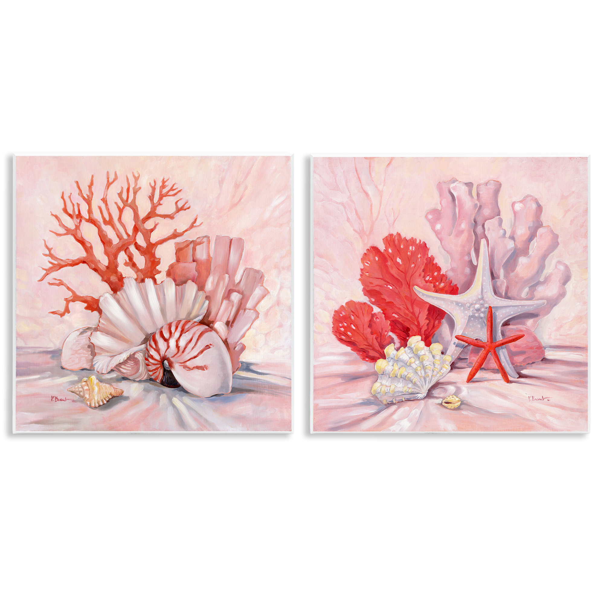 Dakota Fields Pink Coral Still Life 2 PC Wall Plaque Art Set by Paul ...
