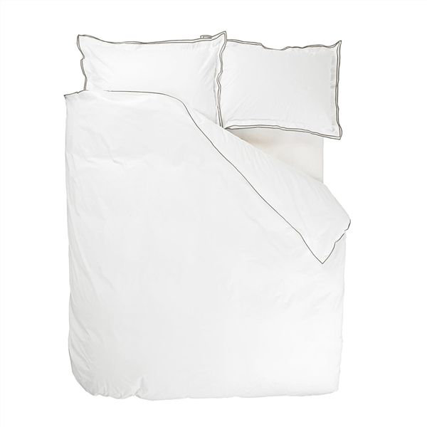 Astor Cotton Duvet Cover, Queen Duvet Cover, Charcoal/Dove
