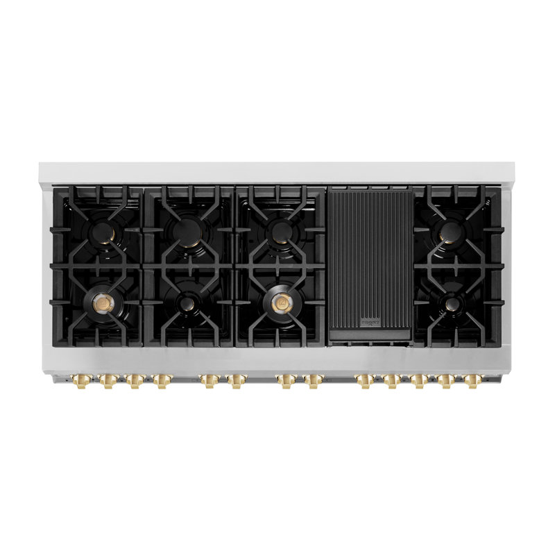 ZLINE Autograph 60" Legacy Dual Fuel Range w/ 9 Burners, Gold Stainless Steel