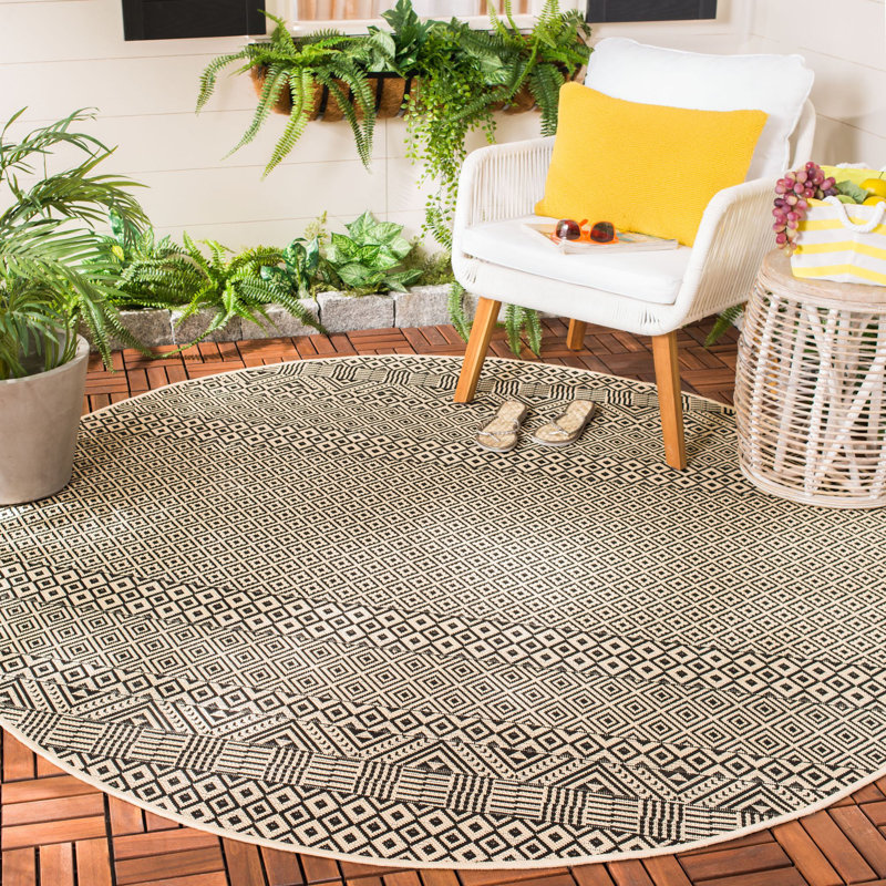 Tapis intérieur / extérieur beige Arneshia, Rond 5 pi 3 po