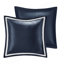 Ensemble d'édredon 8 pièces jacquard bleu marine / argenté très grand californien-119417248-119417245