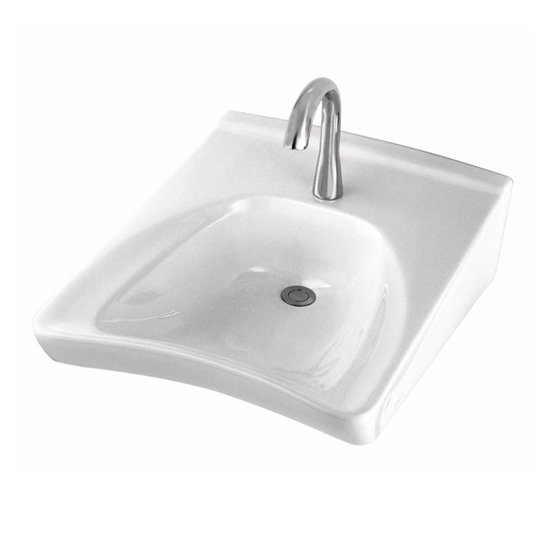 Commercial Vitreous China U-Shaped Bathroom Sink, 4" Centers, Cotton, Bone