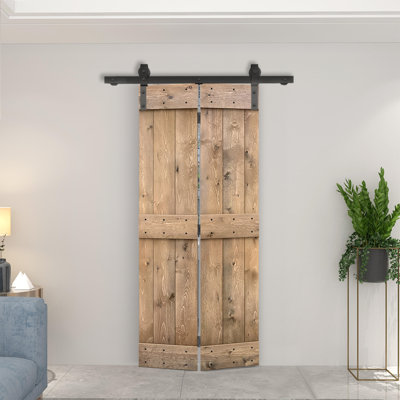 84'' Solid Wood Double Pane Painted without Installation Hardware Kit Bi-Fold Door