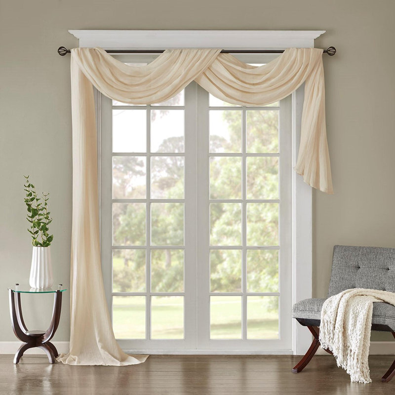 Solid Crushed Scarf Sheer, Cream