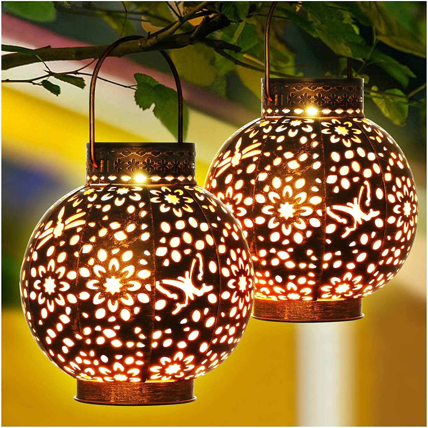 JHY DESIGN Lot de 2 lanternes décoratives Grande Lanterne Vintage