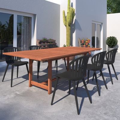 Anautica Outdoor Patio 7pc 100% FSC Certified Wood and Aluminum Dining Set