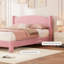 Lit plateforme capitonné Cloud Boucle avec tête de lit ronde - Pieds cylindriques - Lattes en bois robustes et silencieuses, sans sommier - Queen, rose