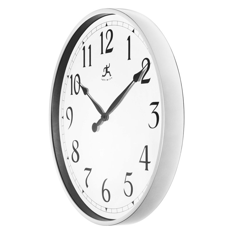 Horloge murale 18 po Farragut, Argent/blanc