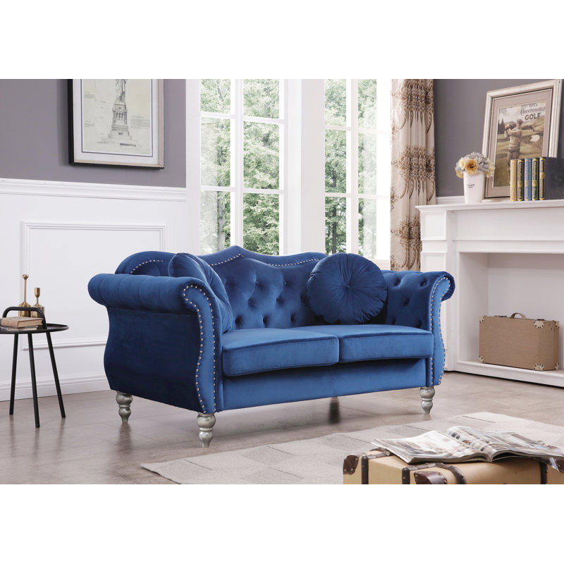 Clouser 67'' Velvet Loveseat, Blue