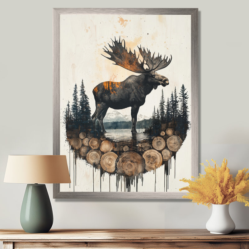 «Glennisha», reproductions d'art mural animaux, H 44 po x l 34 po, Picture Frame Print, Argent argent