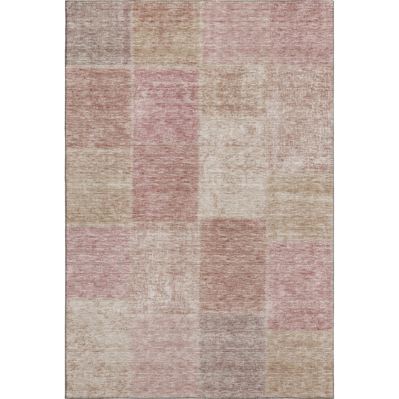 Premium Machine Washable Prisco Blush Rug, Rectangle 3' x 5'