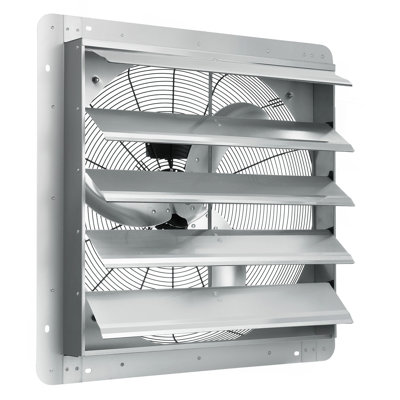24'' Shutter Exhaust Fan, High-Speed 3320 CFM, Aluminum Wall Mount Attic Fan With AC-Motor, Ventilation And Cooling For Greenhouses, Garages, Sheds, Shops, FCC
