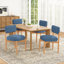 Ensemble de 2 chaises d'appoint rembourrées en lin de couleur bleue avec structure en bois massif et dossier amovible, pour salle à manger