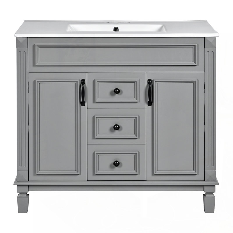 Meuble-lavabo moderne avec caractéristiques avancées pour un rangement élégant, Gris