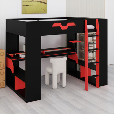 Lit mezzanine avec centrale électrique intégrée, ports de charge USB / Type-C et système d'éclairage RVB personnalisable