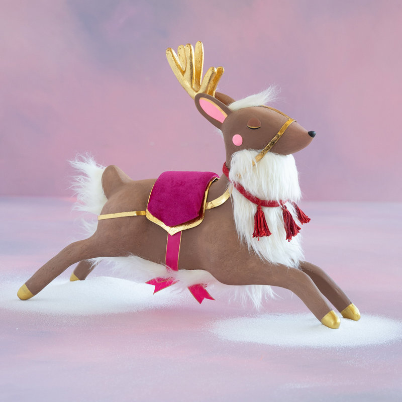 Papa Noel’s Reindeer Tabletop, Resin, 21”