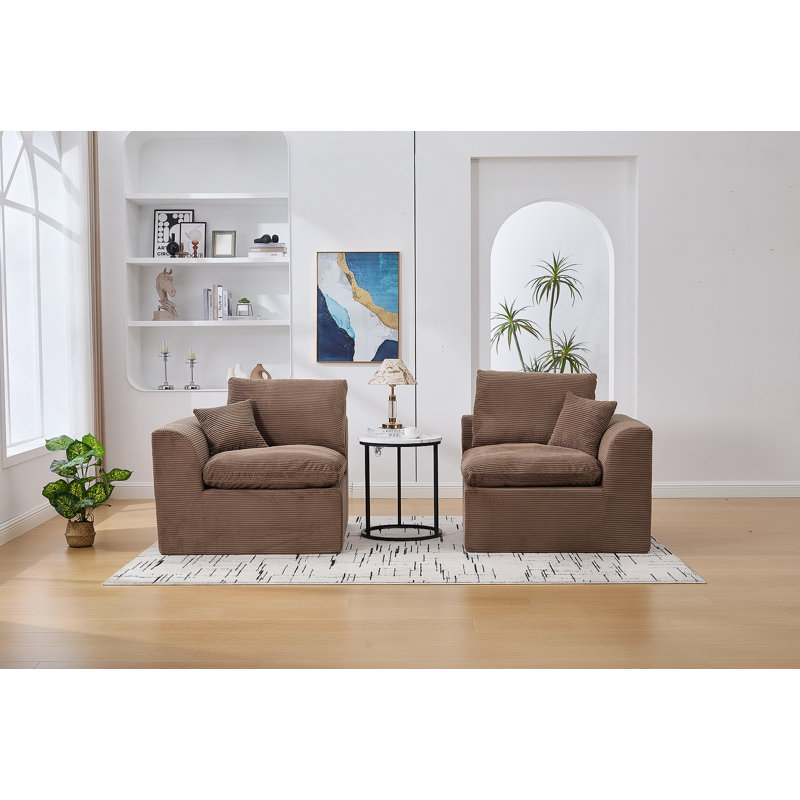 Boneless Modular Sectional Sofa Cloud Couch,Comfy Cloud Modern Sofa,2 Seater With Cushion Covers, Brown