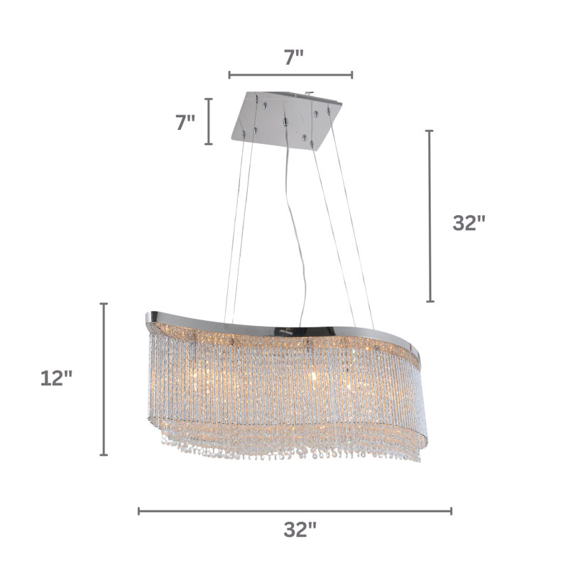 Lustre en cristal Hockaday, 5 lumières, H 12 po x l 32 po x P 32 po