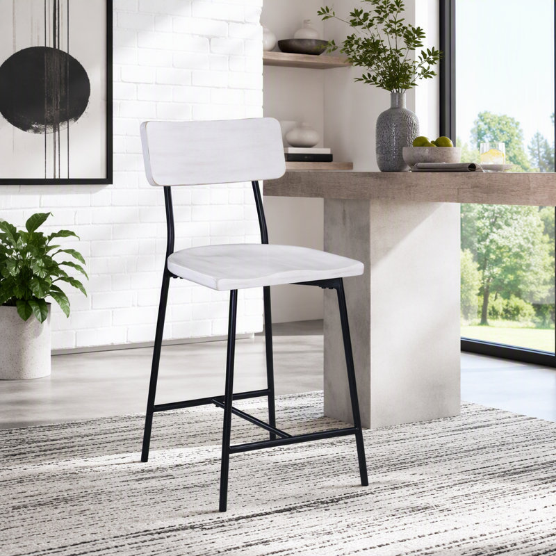 Tabouret de comptoir moderne en bois et métal avec siège en forme de selle