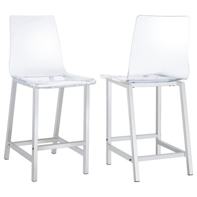 2 tabourets de comptoir contemporains en acrylique transparent avec détails pour la salle à manger et 2 tabourets de bar modernes et résistants