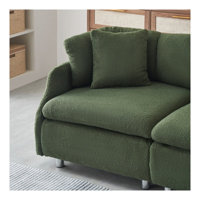 teddy two throw pillows spacious and comfortable 3 seat sofa suitable for modern living room.