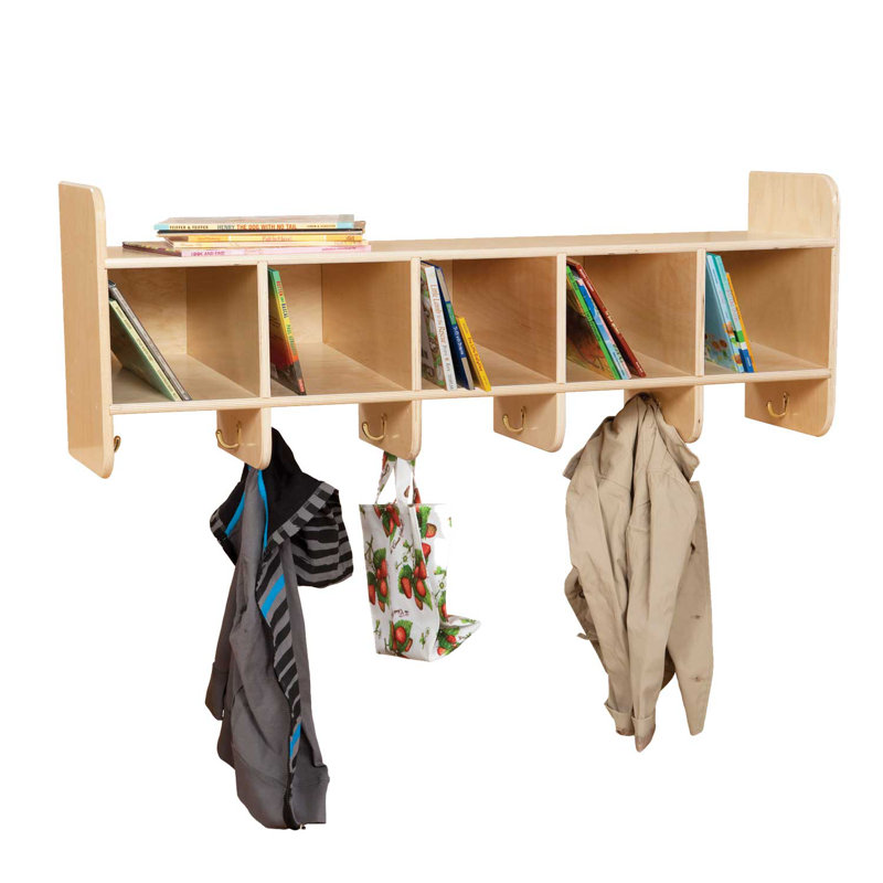 Natural Wood 5-Section Wall Hanging Storage Unit
