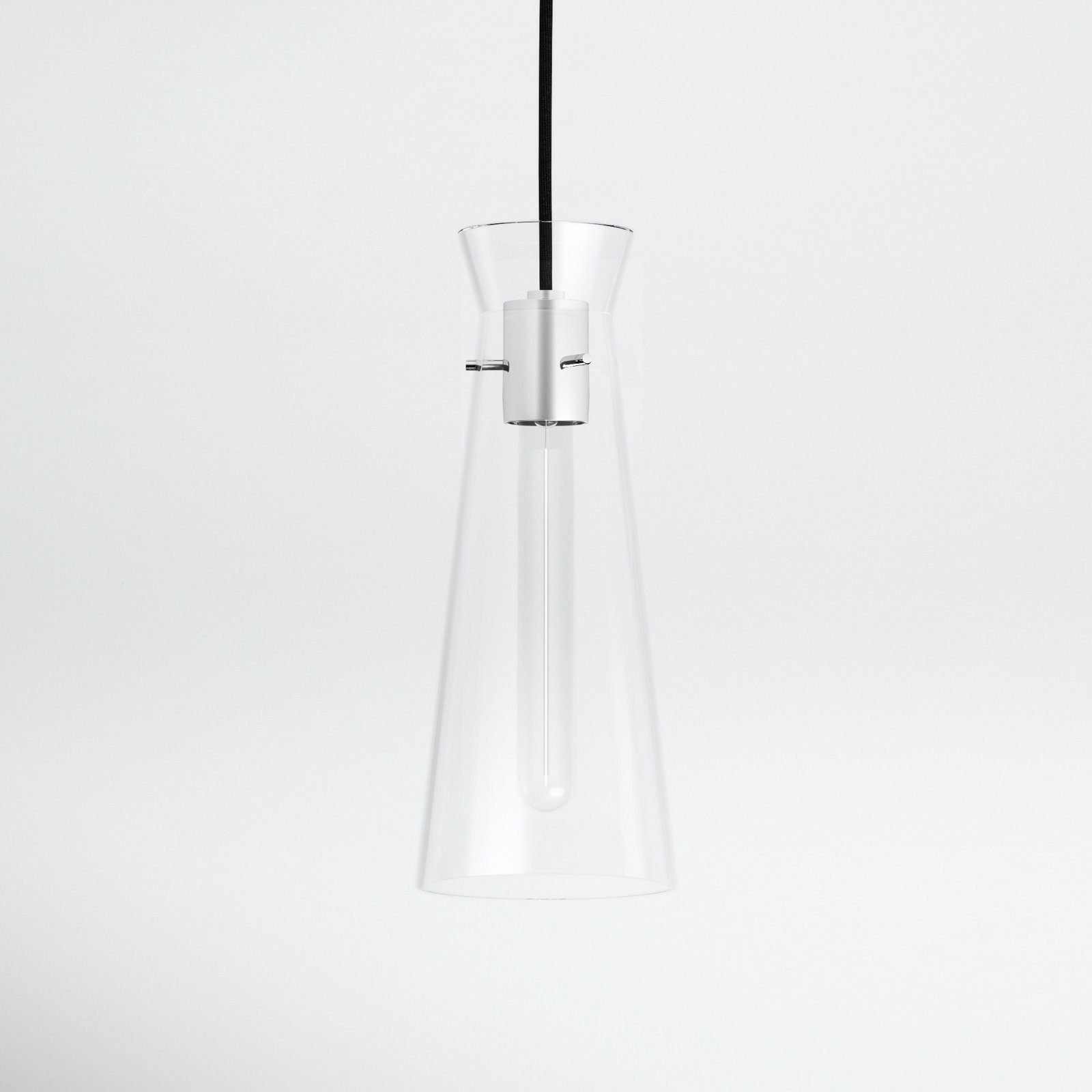 Gena Single Light Glass Pendant, Polished Nickel