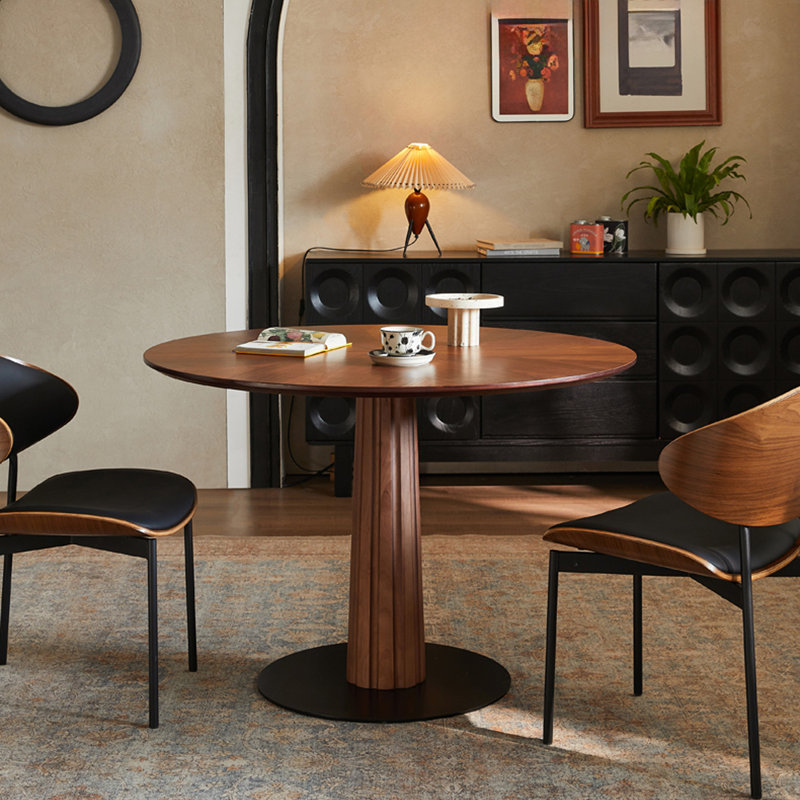 Table de salle à manger en bois massif noyer et noir, H 29,53 po x L 35,43 po x l 35,43 po