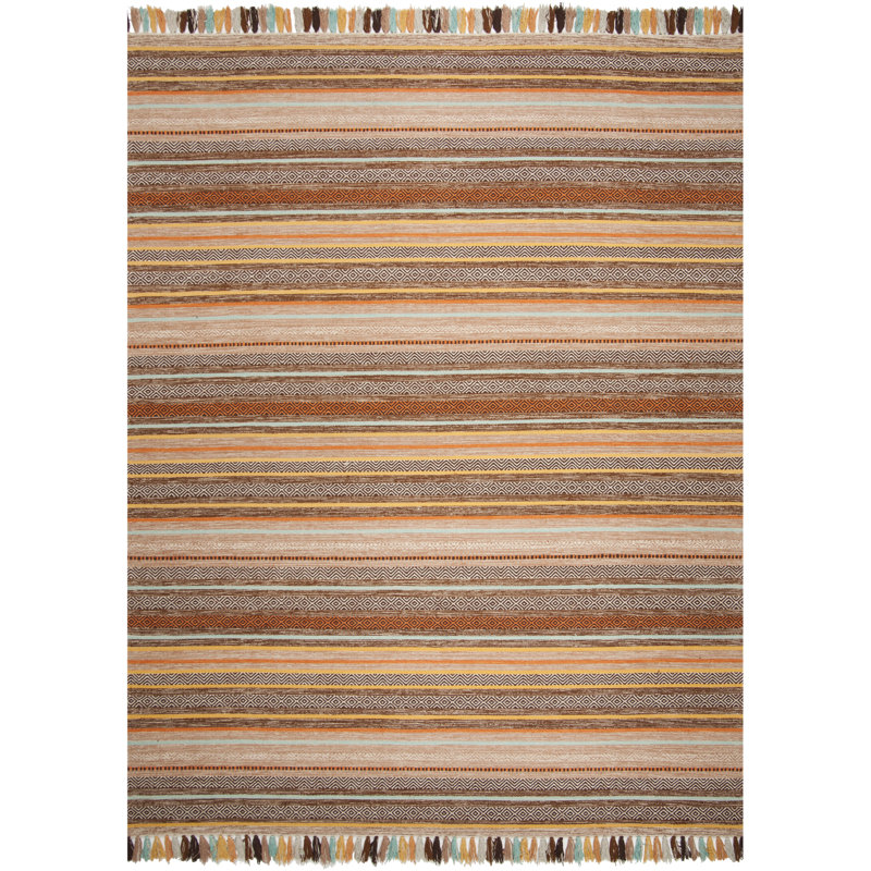 Tapis rayé en coton tissé à la main Montauk, Rectangle 5 pi x 8 pi