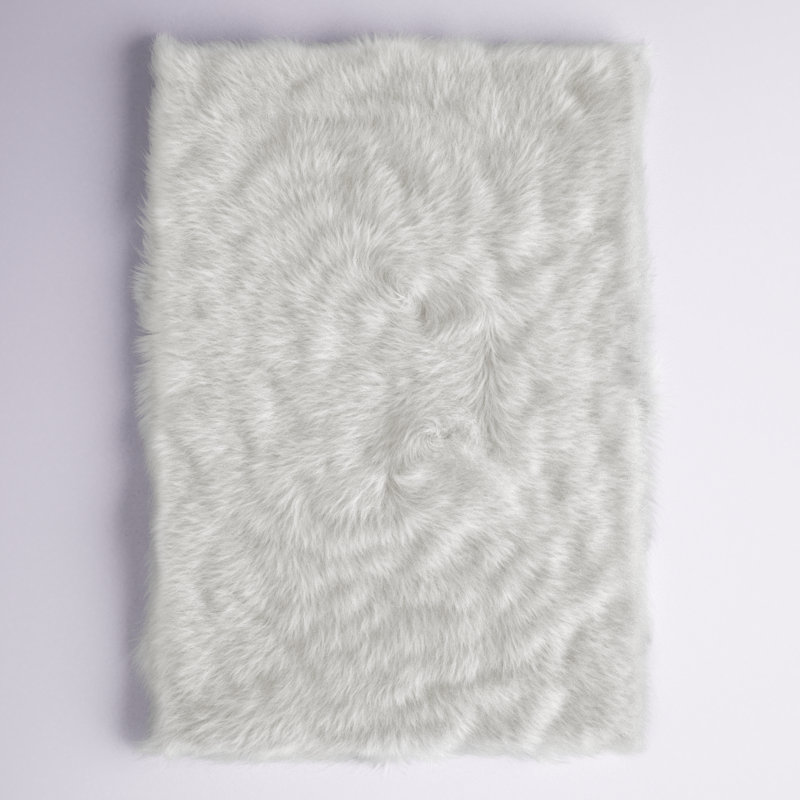 Diller White Faux Sheepskin Fur Machine Washable Shag Fluffy Area Rug, Rectangle 6' x 9'