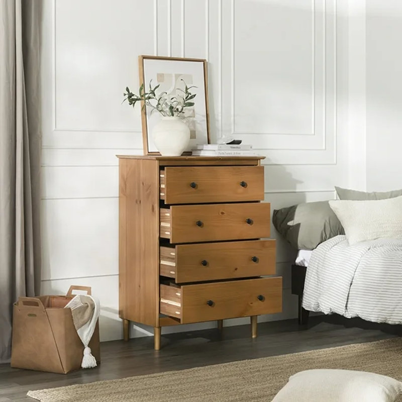Bhuneshwar Solid Wood 4-Drawer Dresser, Caramel/NotSturdy