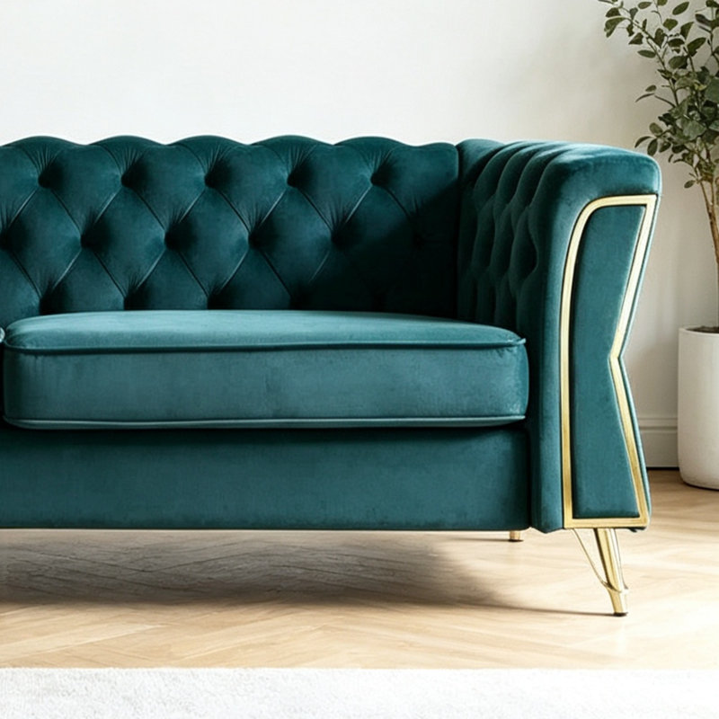 Canapé en tissu léger de style américain, Peacock Blue Fabric