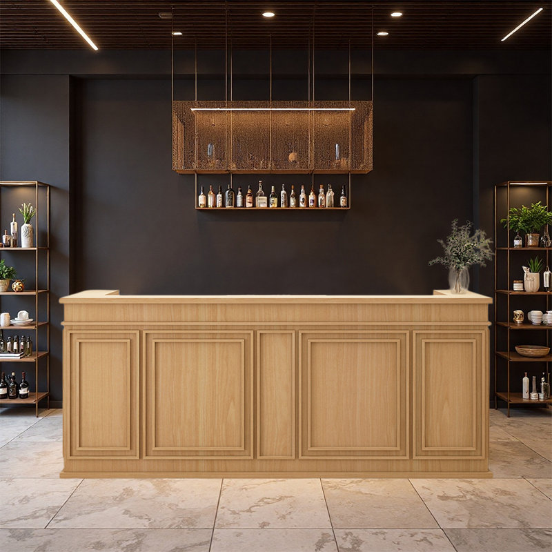 Comptoir de bar Sleek Contemporary - Pratique pour les bars à domicile, Natural Wood
