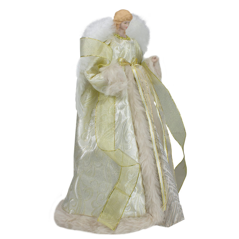 Décoration pour sommet de sapin ange 18 po blanc et doré avec lumières - blanc chaud