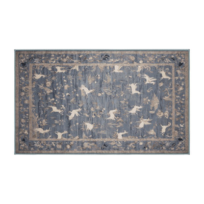Machine Washable Blue Area Rug