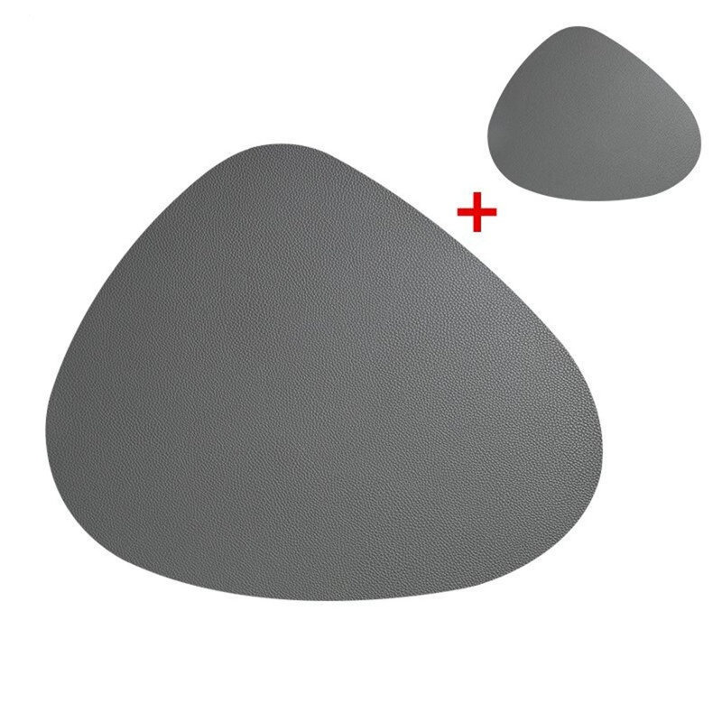 Buetti Faux Leather Solid Colour Oval Placemat, Grey