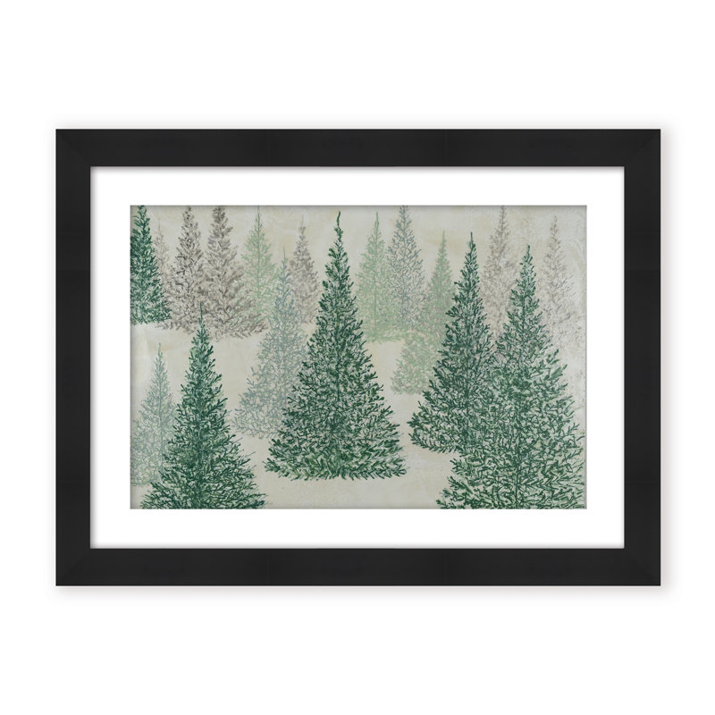 Nature Inspired "Ethereal Pines" Canvas Wall Art By Karen Biery, 12" H x 16" W x 1.125" D, Black, Framed Print