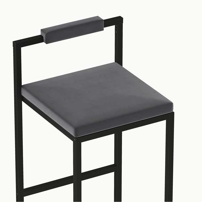 Upholstered Velvet Bar Stools Modern Dining Stools (Black & Gray, Set of 2), Gray, Black