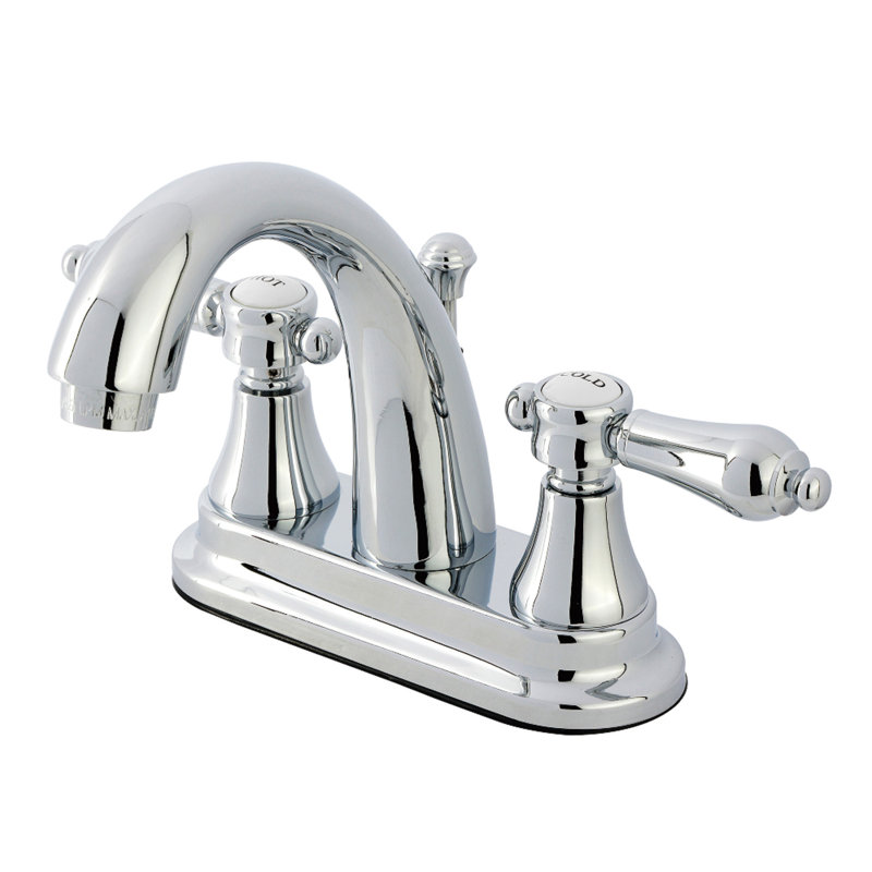 Robinet de salle de bain central à 4 poignées à 3 trous à fixation sur le comptoir avec laiton escamotable Kingston